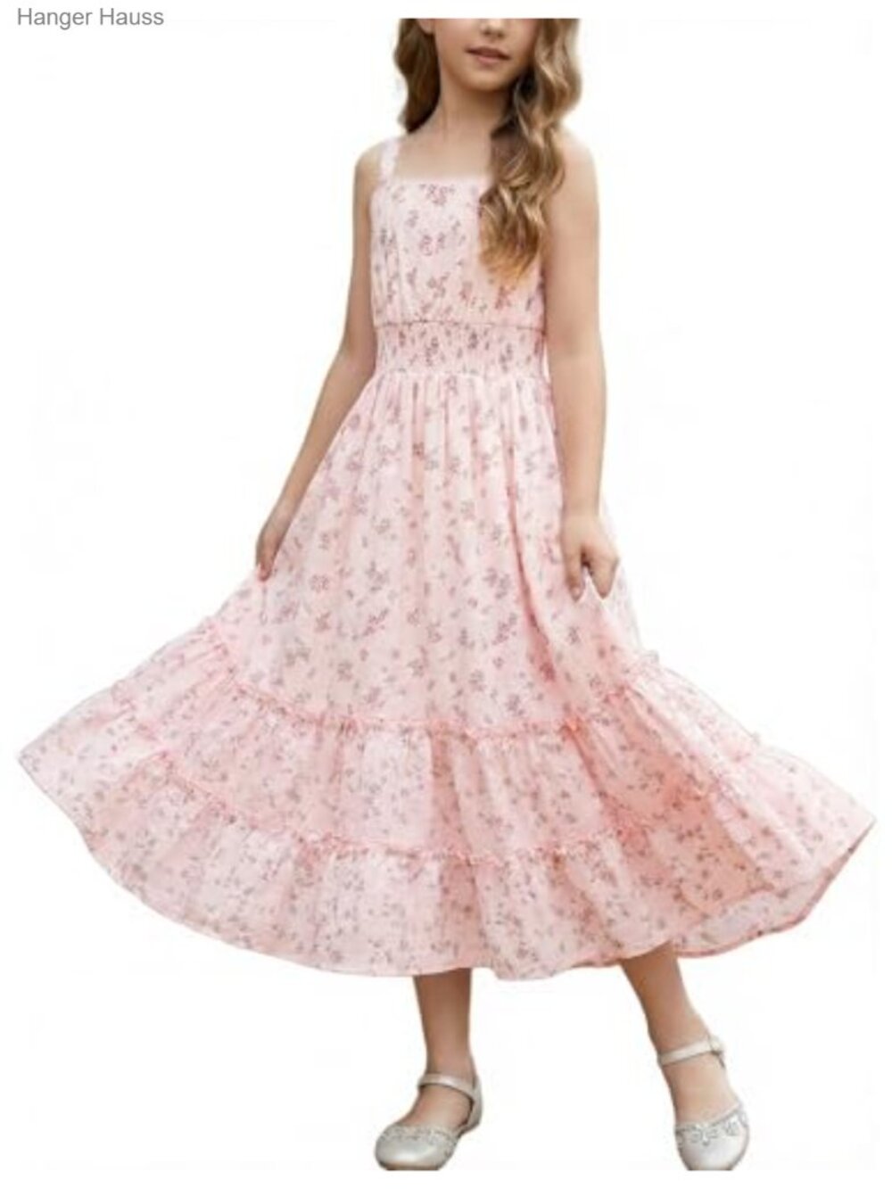 Girls Floral Summer Dress Kids Button Front Sundress